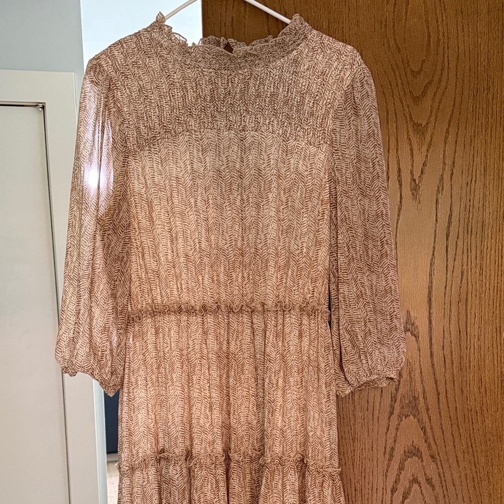 Baltic Born Tan Patterned Long Sleeve Dress